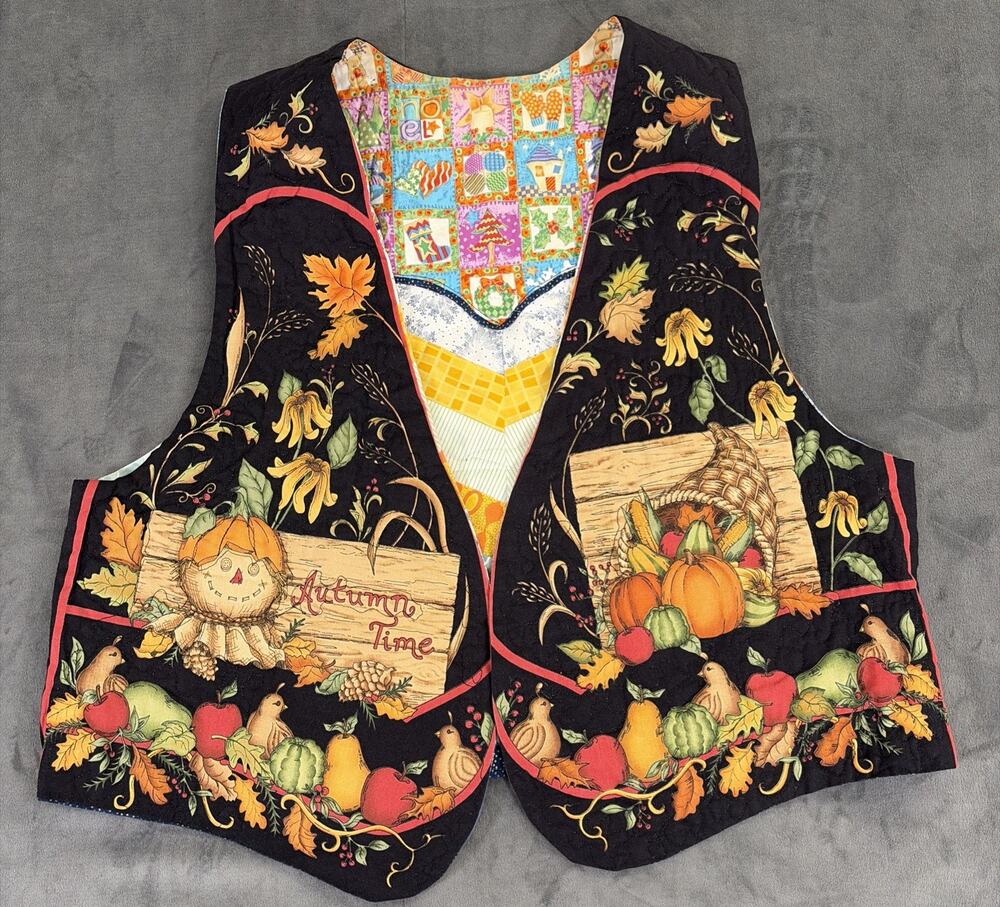Handmade Fall/Thanksgiving & Christmas Reversible Vest No Size Bnfts Charity